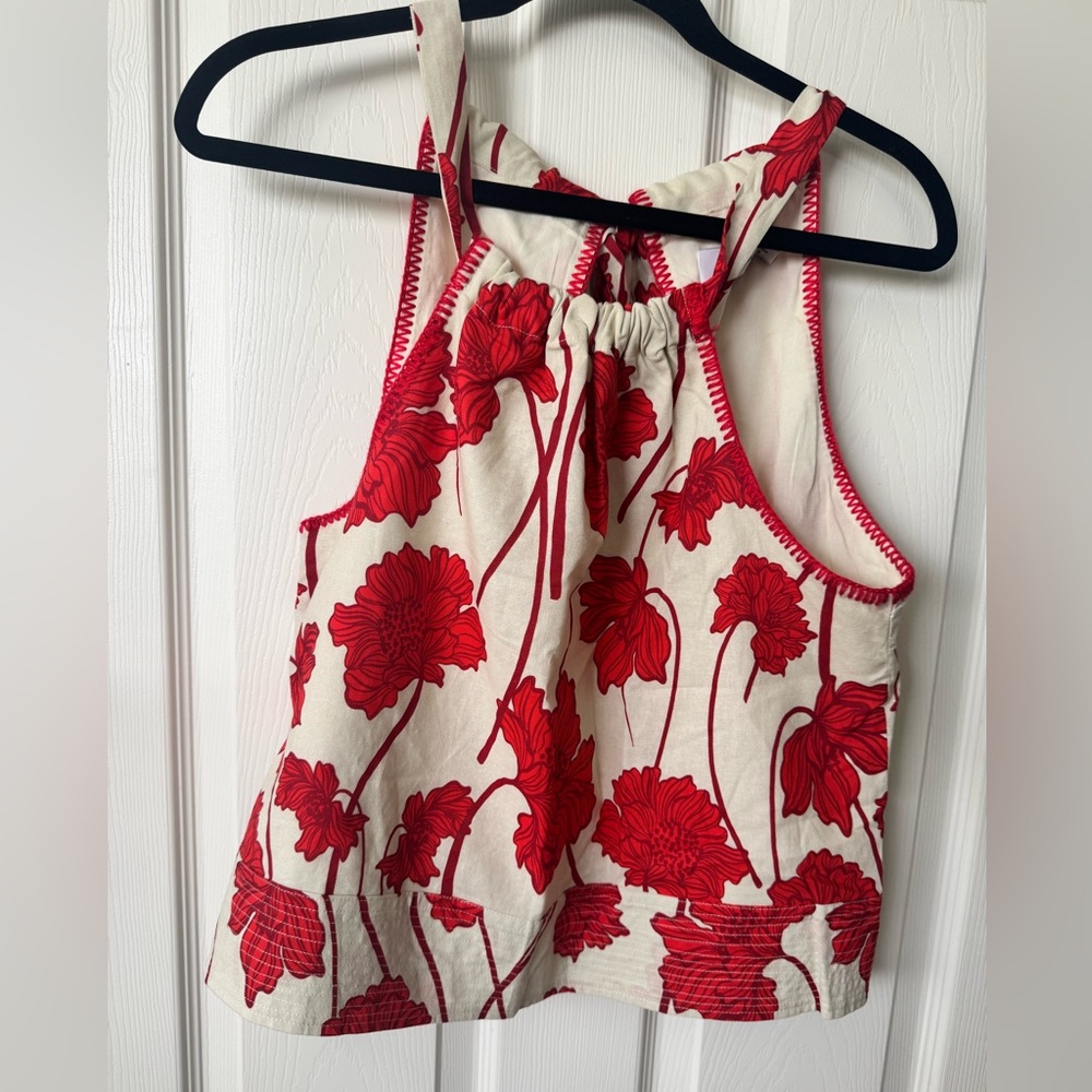 Greylin Red Floral Halter Camisole on Cream